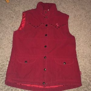 Women's red warm vest Cowboy Up. Size medium